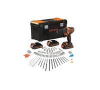 Trapano avvitatore a batteria percussione 18V Ioni di Litio Serraggio 40 Nm Cordless Kit 3 Batterie BDCHD181B3A - Black & Decker