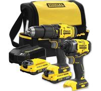 TRAPANO + AVVITATORE A IMPULSI 2 BATTERIE LITIO 18V+ACCESSORI STANLEY