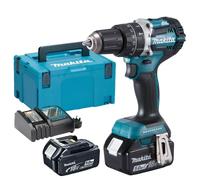 TRAPANO AVVITATORE A PERCUSSIONE 18V 2 BATTERIE 5AH MAKITA DHP484RTJ +valigetta