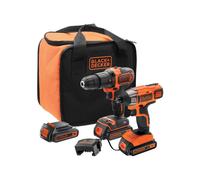 Black+decker kit trapano avvitatore percussione+avvitatore imp. bck21s2s-qw 18v