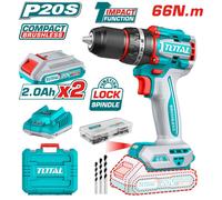 TOTAL / TRAPANO AVVITATORE CON 2x Batterie 20V 2 Ah-Coppia 65Nm- Art.TIDLI20668E