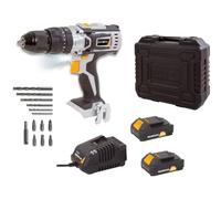 Trapano avvitatore a percussione a batteria, 18 V, con 2 batterie da 2,0 Ah e caricatore rapido