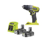 TRAPANO AVVITATORE A PERCUSSIONE A BATTERIA RYOBI "R18PD2-215G" 2 BATTERIE 18...