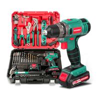 Trapano Avvitatore Batteria 12V, HYCHIKA 104pcs Avvitatore a Batteria Cassetta A