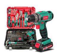Trapano Avvitatore Batteria 12V, HYCHIKA 104pcs Avvitatore a Batteria Cassetta Attrezzi fai da te, 1,5Ah Avvitatore Elettrico, 2 Velocità 30N.m Mas, Carica rapida 1 ora, kit Attrezzi Completa