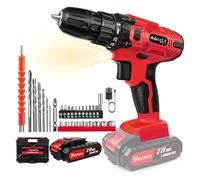 Trapano Avvitatore Batteria 21V, Avvitatore a Batteria con Batterie 2.0Ah, 45 N.m Avvitatore Elettrico, 25+1,2 Velocità, 25+1 Impostazione Coppia, LED Luce, per Riparazione, Fai da te