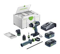 TRAPANO AVVITATORE CON ACCESSORI FESTOOL TPC 18/4 5,0/4,0 I-Set QUADRIVE - Verde, 4 marce, motore EC-TEC