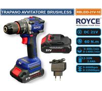 TRAPANO AVVITATORE CON DOPPIA BATTERIA AL LITIO DA 21V 2AH MOTORE DIGITALE 60N.m