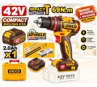 Trapano Avvitatore con Percussione 42V Brushless INGCO Linea Professionale