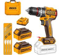 Trapano Avvitatore con Percussione BRUSHLESS 96 N.m INGCO 2 Batt. 4Ah + Vligetta