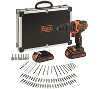 Trapano Avvitatore con valigetta Premium contenente 2 batterie + 80 accessori BLACK+DECKER BDCHD18BAFC