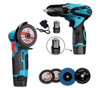 TRAPANO AVVITATORE E MINI SMERIGLIATRICE ANGOLARE CON 4 DISCHI 2 BATTERIE 48V