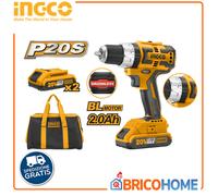 TRAPANO AVVITATORE IMPULSI BRUSHLESS 20V CON 2 BATTERIE + BORSA