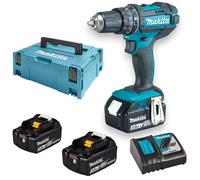 Trapano avvitatore professionale con percussione 2 velocità 18V 3Ah con 3 batterie e valigetta MAKPAC DHP482RF3J