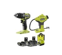 Trapano avvitatore RYOBI 18V One+ Brushless - Batterie da 2.0 e 4.0Ah - Caricabatterie - Compressore GRATIS