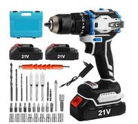 Trapano avvitatore senza fili 21 V, cacciavite elettrico 3 in 1 con 2 batterie 6500 mAh, 70 Nm Trapano Percussione,25+1 impostazioni di coppia,LED,2 velocità, 31 accessori,Per uso domestico e fai da