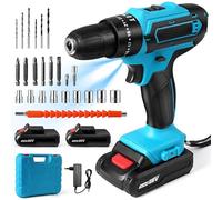 Trapano avvitatore senza fili 28 V, avvitatore a batteria con 2 batterie, trapano a percussione max 32 Nm, 25+3 impostazioni di coppia, 2 velocità, LED, 24 accessori, per fai da te