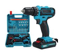 Trapano avvitatore senza fili 28 V, trapano elettrico senza fili con 2 batterie + 24 accessori, 25+3 impostazioni di coppia, lampade LED, trapano per fai da te (28 V)