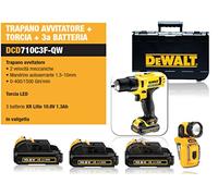 TRAPANO AVVITATORE + TORCIA + 3a BATTERIA DCD710C3F-QW DEWALT