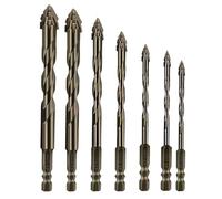 Trapano eccentrico a 4 sezioni, 7 pezzi, con codolo esagonale e trapano eccentrico a quattro sezioni, 3/4/5/6/8/10/12 mm, per cemento, vetro, ceramica