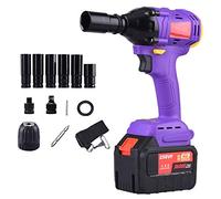 trapano elettrico, chiave a percussione elettrica ricaricabile Cacciavite cordless 380 N.m / 2 chiavi motore brushless batteria al litio con manicotto, mandrino, convertitore, bit, ecc.