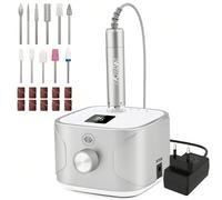 Trapano elettrico per unghie da 35.000 RPM con display LED, set per manicure e pedicure, adatto per unghie, piedi e rimozione di gel, ideale per saloni di bellezza e uso domestico - Argento Lega di al