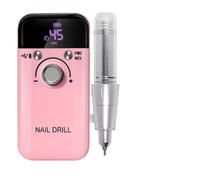 Trapano for unghie portatile da 45000 giri/min, lucidatrice for unghie a bassa voce, tornio for unghie professionale elettrico con display LCD HD(Pink Set)