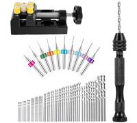 Trapano manuale con a perno - 60 pezzi di uso diffuso, punte per trapano elicoidali piccole con a perno | Trapanoper hobby, kit di trapani manuali, trapani in resina, strumento di foratur