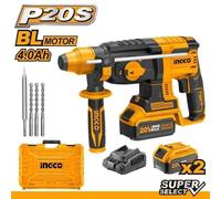 TRAPANO MARTELLO DEMOLITORE 20V TASSELLATORE + 2 BATTERIA DA 4 AH INGCO SDS PLUS