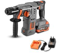 Trapano martello perforatore a percussione FUXTEC a batteria 20V E1RH20, Con batteria e caricatore - 950 colpi/min - 2 sensi di rotazione - Impugnatura supplementare - Funzioni di foratura regolabili