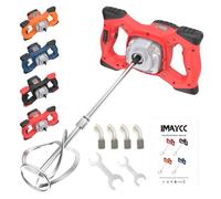 Trapano Miscelatore Elettrico 2100W, Miscelatore per Malta e Cemento Portatile, Agitatore M14 Regolabile, Frusta Professionale per Vernice, Boiacca, Malta, Cemento e Foraggio,Colla,Calcestruzzo(Rosso)