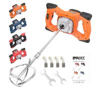 Trapano Miscelatore Elettrico 2100W, Miscelatore per Malta e Cemento Portatile, Agitatore M14 Regolabile, Frusta Professionale per Vernice, Boiacca, Malta,Cemento e Foraggio,Calcestruzzo(Arancione)