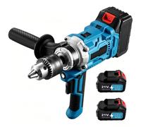 Trapano Mixer a Batteria, 2-in-1 Trapano & Miscelatore Cemento, 2 Velocità | Trapano Mixer con Manico 180°, Mandrino 3 Griffe, Luce LED e Prolunga per Cemento, Intonaco e Vernice(2-Batteries)