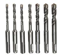 trapano rotante martello Confezione da 7 punte for martello perforatore a percussione for muratura con punta a croce SDS Plus, carburo 4-12 mm x 110 mm