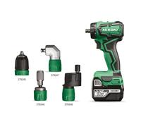 HIKOKI Akku Bohrschrauber, Quick DS18DDQ (18V, 2x2,0 Ah Li-ion Akku, Max. Festdrehmoment (hart): 55 Nm, Leerlaufdrehzahl 2.Gang: 0-1700 min-1, Bohrfuttersp.: 1,5-13 mm) Zubehör (Plus) im HSC Koffer