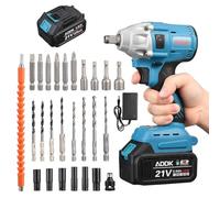 Trapano senza fili 1/2" LED, avvitatore a impatto, chiave a impatto senza fili con 26 pezzi accessori e 380 N.m Max, 21 V avvitatore a batteria per mattoni, metallo, legno (B)