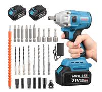 Trapano senza fili 1/2" LED, avvitatore a impatto, chiave a impatto senza fili con 26 pezzi accessori e 380 N.m Max, 21 V avvitatore a batteria per mattoni, metallo, legno (A)