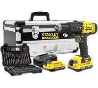 Trapano Stanley V20 18V con 2 Batterie + 50 Accessori + Valigetta Metallo Set