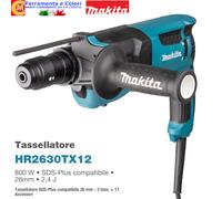Trapano Tassellatore Elettrico MAKITA 3 Funzioni 800W SDS-PLUS 2,4J Kit Accessor