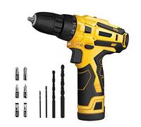 trapano, Trapano avvitatore a batteria 2 x cacciavite elettrico a batteria, coppia 18 + 1 Nm con grilletto a velocità variabile, luce LED e 11 accessori for punte for cacciavite
