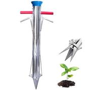 Trapiantatore per piantine di peperoni, meloni e verdure, trapiantatore di bulbi con manico lungo, con impugnatura morbida, strumento manuale da giardino in acciaio inossidabile