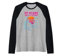 Trapianto Le Mie Cicatrici Raccontare Una Storia Vintage Mens Chirurgia Patien Maglia con Maniche Raglan