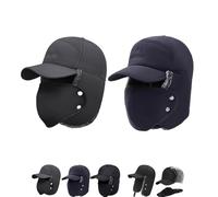 Trapper Blocking Knitted Hats with Ear Flaps and Brim Winter Trapper Hats for Men Windproof Thermal Fur Lined Hunting Hat, 2 pezzi A, Taglia unica