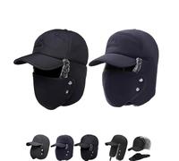 Trapper Blocking Knitted Hats with Ear Flaps and Brim Winter Trapper Hats for Men Windproof Thermal Fur Lined Hunting Hat, 2 pezzi B, Taglia unica