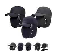 Trapper Blocking Knitted Hats with Ear Flaps and Brim Winter Trapper Hats for Men Windproof Thermal Fur Lined Hunting Hat, 3 pezzi A, Taglia unica