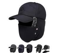 Trapper Blocking Knitted Hats with Ear Flaps and Brim Winter Trapper Hats for Men Windproof Thermal Fur Lined Hunting Hat, Nero B, Taglia unica