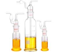 Trappola di vuoto di vetro della bottiglia di lavaggio del gas del laboratorio con un tubo dritto e un tubo piegato per il kit di vetro del laboratorio di chimica (500ml)