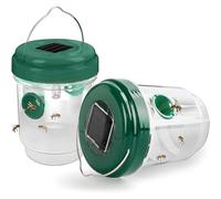 Trappola for vespe ad energia solare da 2 pezzi da appendere all'aperto, cattura calabrone e giacca gialla riutilizzabile con luce LED UV, trappola for insetti sicura(Green)