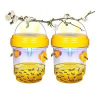 Trappola for vespe ad energia solare da 2 pezzi da appendere all'aperto, cattura calabrone e giacca gialla riutilizzabile con luce LED UV, trappola for insetti sicura(Yellow)