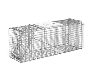 Trappola per Animali Vivi 81x26x34,5 cm in Acciaio Argento